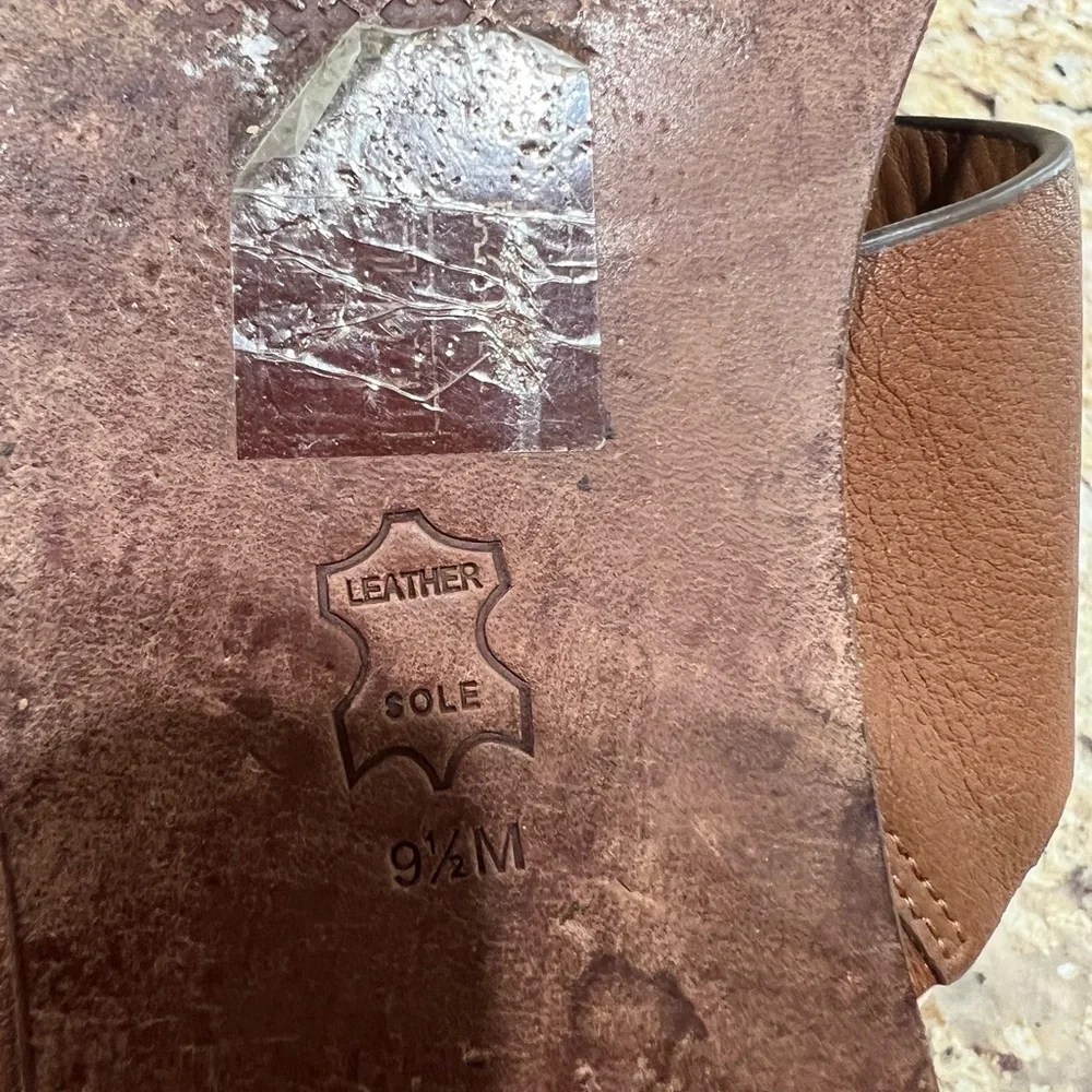 Tory Burch Patos Disk Brown Leather Flat Sandals 9.5